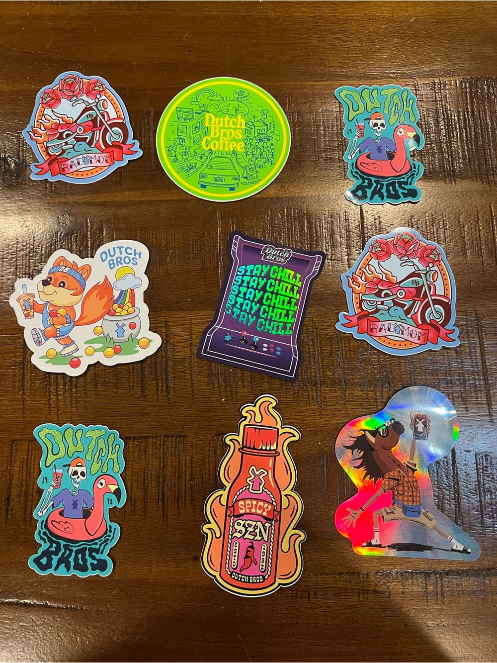 Dutch Bros Coffee Sticker Pack - Colorful Multi Sticker Set—9 stickers/2 Doubles